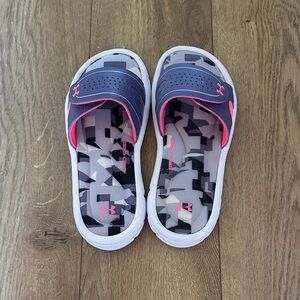 Under Armour Kids Slide Sandals - Blue and Pink